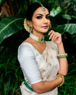 Thumbnail for NOZ2TOZ Jacquard Lichi Silk White Saree With Unstitched Blouse Piece - Distacart