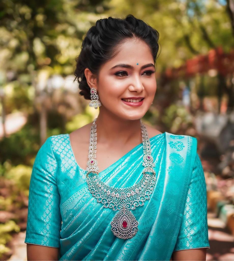 NOZ2TOZ Jacquard Lichi Silk Sky Blue Saree With Unstitched Blouse Piece - Distacart