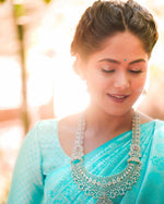 Thumbnail for NOZ2TOZ Jacquard Lichi Silk Sky Blue Saree With Unstitched Blouse Piece - Distacart