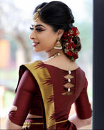 Thumbnail for NOZ2TOZ Jacquard Lichi Silk Maroon Saree With Unstitched Blouse Piece - Distacart