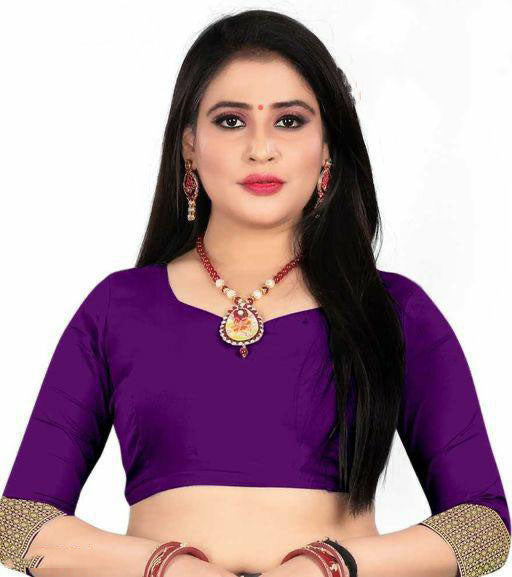 NOZ2TOZ Jacquard Lichi Silk Purple Saree With Unstitched Blouse Piece - Distacart