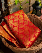 Thumbnail for NOZ2TOZ Jacquard Lichi Silk Red Saree With Unstitched Blouse Piece - Distacart