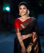 Thumbnail for NOZ2TOZ Jacquard Lichi Silk Black Saree With Unstitched Blouse Piece - Distacart