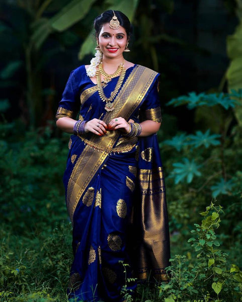 NOZ2TOZ Jacquard Lichi Silk Blue Saree With Unstitched Blouse Piece - Distacart