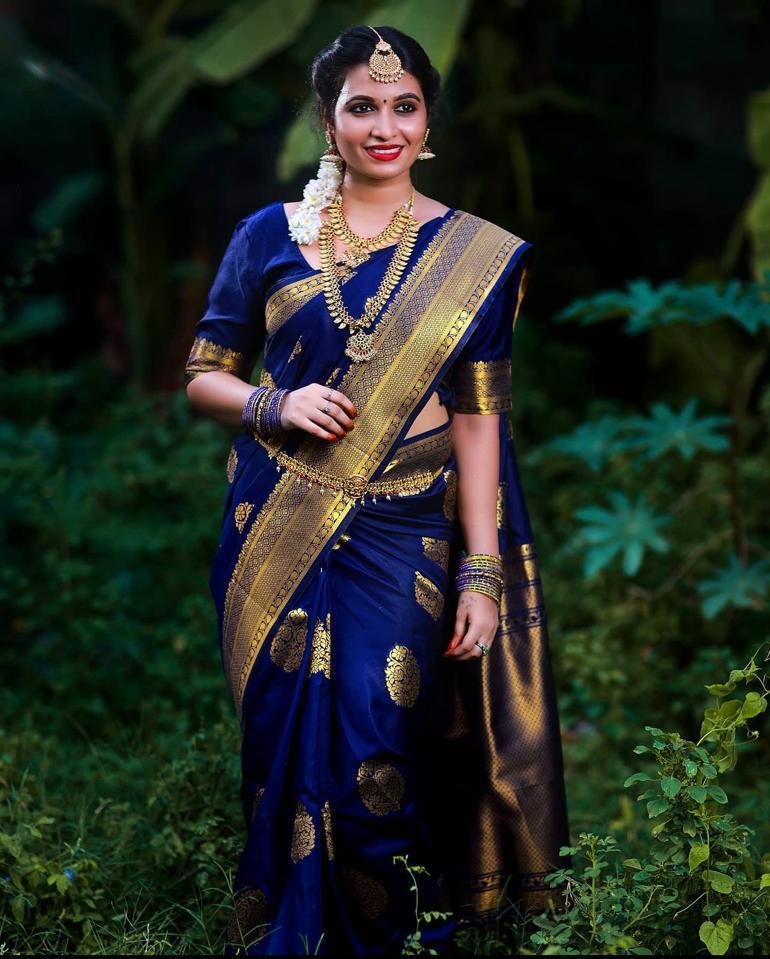 NOZ2TOZ Jacquard Lichi Silk Blue Saree With Unstitched Blouse Piece - Distacart