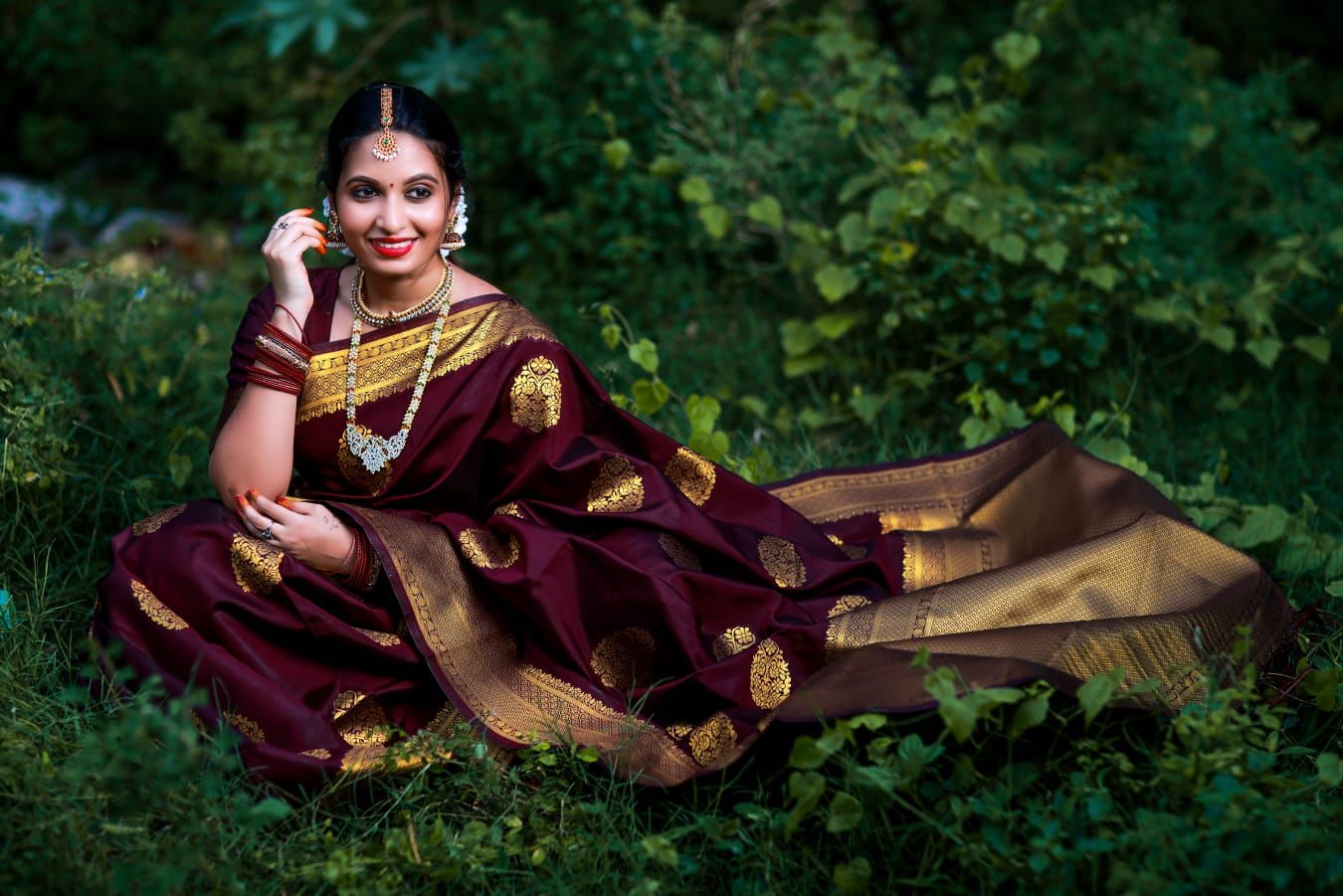 NOZ2TOZ Jacquard Lichi Silk Wine Saree With Unstitched Blouse Piece - Distacart