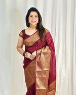 Thumbnail for NOZ2TOZ Jacquard Lichi Silk Maroon Saree With Unstitched Blouse Piece - Distacart