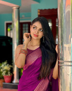 Thumbnail for NOZ2TOZ Jacquard Lichi Silk Wine Saree With Unstitched Blouse Piece - Distacart