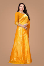Thumbnail for NOZ2TOZ Jacquard Lichi Silk Yellow Saree With Unstitched Blouse Piece - Distacart