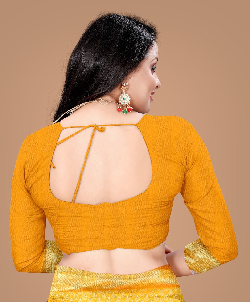 NOZ2TOZ Jacquard Lichi Silk Yellow Saree With Unstitched Blouse Piece - Distacart