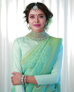 Thumbnail for NOZ2TOZ Jacquard Lichi Silk Pista Saree With Unstitched Blouse Piece - Distacart