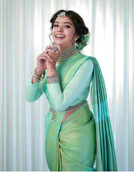 Thumbnail for NOZ2TOZ Jacquard Lichi Silk Pista Saree With Unstitched Blouse Piece - Distacart