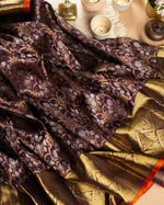 Thumbnail for NOZ2TOZ Jacquard Lichi Silk Purple Saree With Unstitched Blouse Piece - Distacart