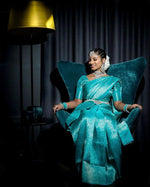 Thumbnail for NOZ2TOZ Jacquard Lichi Silk Sky Blue Saree With Unstitched Blouse Piece - Distacart