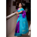 Thumbnail for Malishka Jacquard Lichi Silk Purple Saree With Unstitched Blouse Piece - Distacart