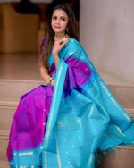 Thumbnail for Malishka Jacquard Lichi Silk Purple Saree With Unstitched Blouse Piece - Distacart