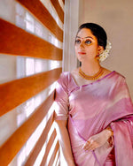 Thumbnail for Malishka Jacquard Lichi Silk Pink Saree With Unstitched Blouse Piece - Distacart