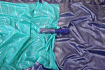 Thumbnail for NOZ2TOZ Jacquard Lichi Silk Sky Blue Saree With Unstitched Blouse Piece - Distacart