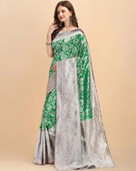 Thumbnail for NOZ2TOZ Jacquard Lichi Silk Green Saree With Unstitched Blouse Piece - Distacart