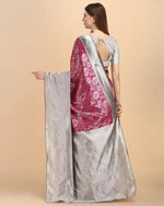 Thumbnail for NOZ2TOZ Jacquard Lichi Silk Pink Saree With Unstitched Blouse Piece - Distacart