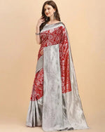 Thumbnail for NOZ2TOZ Jacquard Lichi Silk Red Saree With Unstitched Blouse Piece - Distacart
