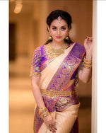 Thumbnail for NOZ2TOZ Jacquard Lichi Silk Peach Saree With Unstitched Blouse Piece - Distacart