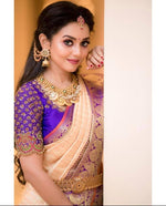 Thumbnail for NOZ2TOZ Jacquard Lichi Silk Peach Saree With Unstitched Blouse Piece - Distacart