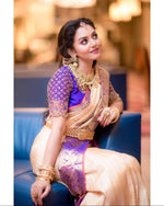 Thumbnail for NOZ2TOZ Jacquard Lichi Silk Peach Saree With Unstitched Blouse Piece - Distacart