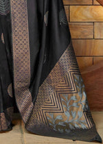 Thumbnail for NOZ2TOZ Jacquard Lichi Silk Black Saree With Unstitched Blouse Piece - Distacart