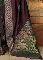 Thumbnail for NOZ2TOZ Jacquard Lichi Silk Maroon Saree With Unstitched Blouse Piece - Distacart