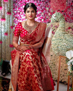 Thumbnail for NOZ2TOZ Jacquard Lichi Silk Red Saree With Unstitched Blouse Piece - Distacart