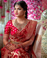 Thumbnail for NOZ2TOZ Jacquard Lichi Silk Red Saree With Unstitched Blouse Piece - Distacart
