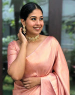 Thumbnail for NOZ2TOZ Jacquard Lichi Silk Peach Saree With Unstitched Blouse Piece - Distacart