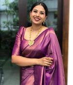 Thumbnail for NOZ2TOZ Jacquard Lichi Silk Purple Saree With Unstitched Blouse Piece - Distacart