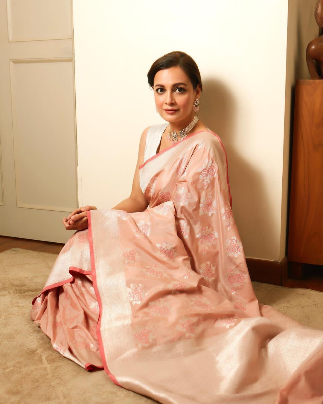 SARI Buy NOZ2TOZ Jacquard Lichi Silk Peach Saree With Unstitched