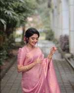 Thumbnail for NOZ2TOZ Jacquard Lichi Silk Pink Saree With Unstitched Blouse Piece - Distacart