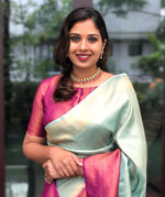 Thumbnail for NOZ2TOZ Jacquard Lichi Silk Pista Saree With Unstitched Blouse Piece - Distacart
