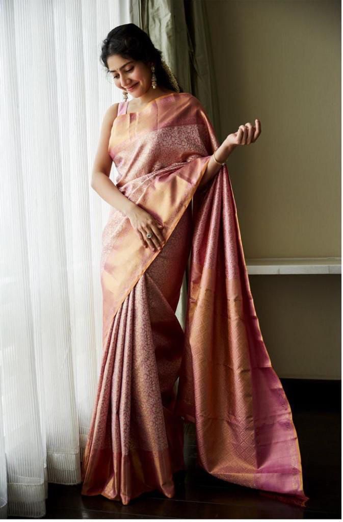 NOZ2TOZ Jacquard Lichi Silk Pink Saree With Unstitched Blouse Piece - Distacart