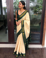 Thumbnail for NOZ2TOZ Jacquard Lichi Silk White Saree With Unstitched Blouse Piece - Distacart