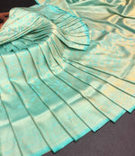 Thumbnail for Malishka Jacquard Lichi Silk Pista Saree With Unstitched Blouse Piece - Distacart