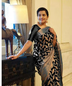 Thumbnail for NOZ2TOZ Jacquard Lichi Silk Black Saree With Unstitched Blouse Piece - Distacart