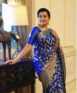 Thumbnail for NOZ2TOZ Jacquard Lichi Silk Blue Saree With Unstitched Blouse Piece - Distacart
