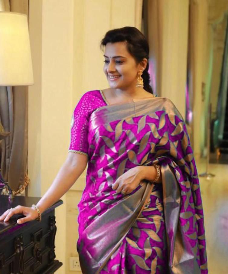 NOZ2TOZ Jacquard Lichi Silk Purple Saree With Unstitched Blouse Piece - Distacart