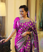 Thumbnail for NOZ2TOZ Jacquard Lichi Silk Purple Saree With Unstitched Blouse Piece - Distacart