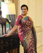 Thumbnail for NOZ2TOZ Jacquard Lichi Silk Red Saree With Unstitched Blouse Piece - Distacart