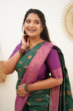 Thumbnail for NOZ2TOZ Jacquard Lichi Silk Green Saree With Unstitched Blouse Piece - Distacart