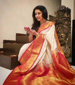 Thumbnail for NOZ2TOZ Jacquard Lichi Silk White Saree With Unstitched Blouse Piece - Distacart