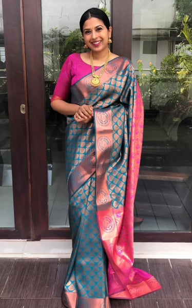 NOZ2TOZ Jacquard Lichi Silk Sky Blue Saree With Unstitched Blouse Piece - Distacart