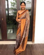 Thumbnail for NOZ2TOZ Jacquard Lichi Silk Brown Saree With Unstitched Blouse Piece - Distacart