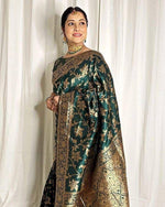 Thumbnail for NOZ2TOZ Jacquard Lichi Silk Green Saree With Unstitched Blouse Piece - Distacart